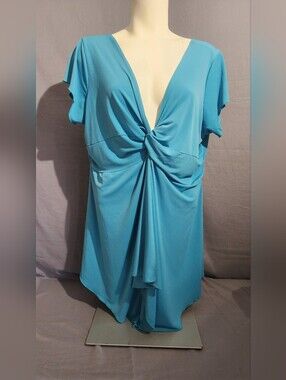Turquoise Twist-Front Midi Dress
